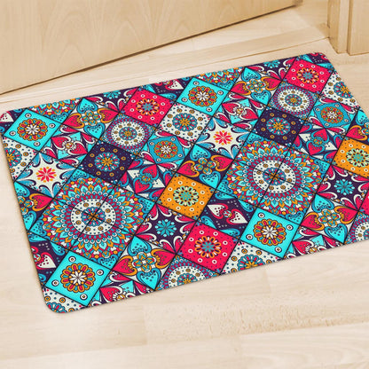Bohemian Indian Mandala Patchwork Print Polyester Doormat