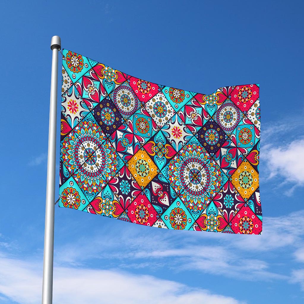 Bohemian Indian Mandala Patchwork Print Polyester Flag