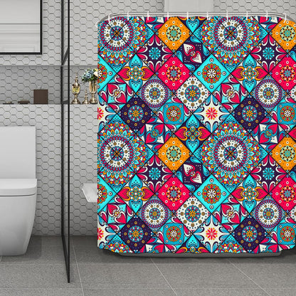 Bohemian Indian Mandala Patchwork Print Polyester Shower Curtain
