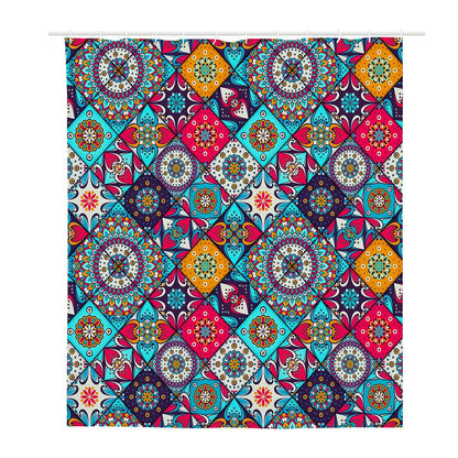 Bohemian Indian Mandala Patchwork Print Polyester Shower Curtain
