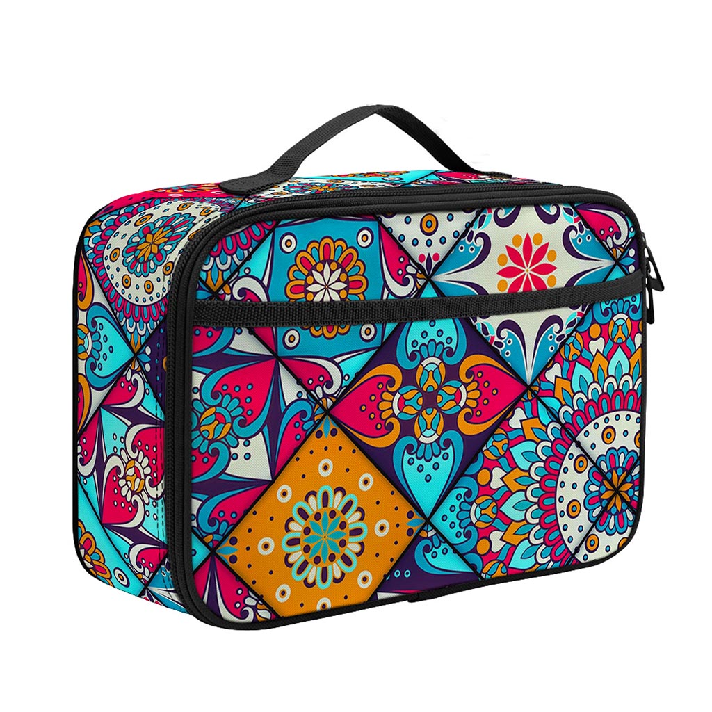 Bohemian Indian Mandala Patchwork Print Portable Lunch Bag