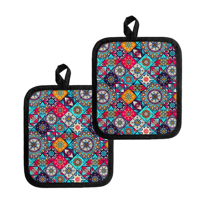 Bohemian Indian Mandala Patchwork Print Pot Holders