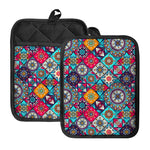 Bohemian Indian Mandala Patchwork Print Pot Holders With Pocket