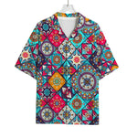 Bohemian Indian Mandala Patchwork Print Rayon Hawaiian Shirt