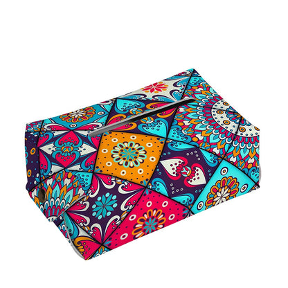 Bohemian Indian Mandala Patchwork Print Rectangle Tissue Box Cover