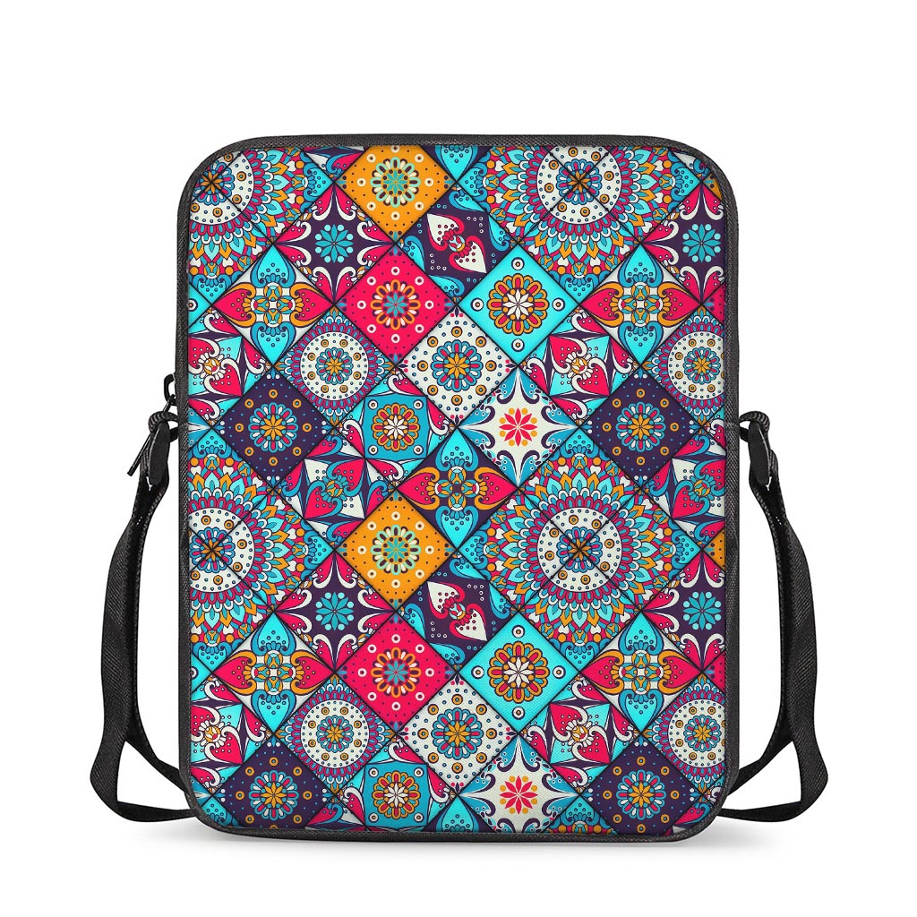 Bohemian Indian Mandala Patchwork Print Rectangular Crossbody Bag