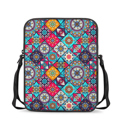 Bohemian Indian Mandala Patchwork Print Rectangular Crossbody Bag