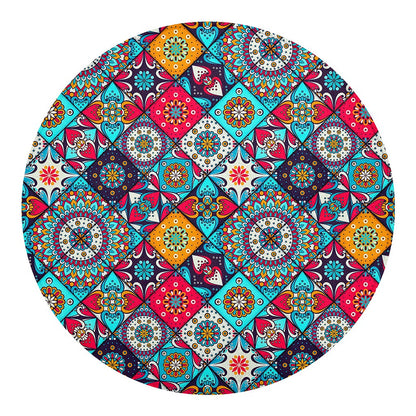 Bohemian Indian Mandala Patchwork Print Round Blanket