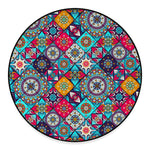 Bohemian Indian Mandala Patchwork Print Round Floor Mat