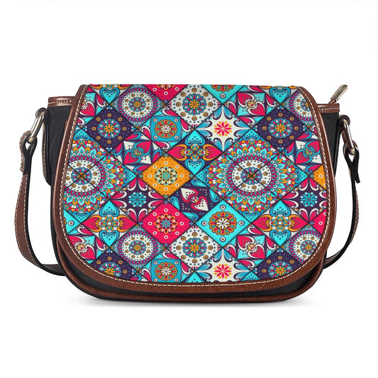 Bohemian Indian Mandala Patchwork Print Saddle Bag