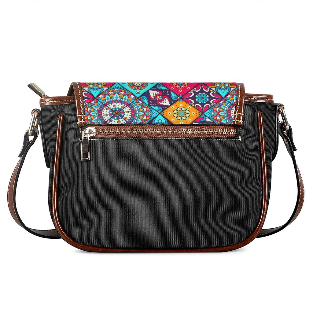 Bohemian Indian Mandala Patchwork Print Saddle Bag