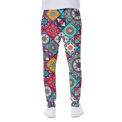 Bohemian Indian Mandala Patchwork Print Scuba Joggers