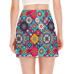 Bohemian Indian Mandala Patchwork Print Side Slit Mini Skirt
