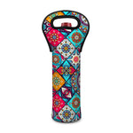 Bohemian Indian Mandala Patchwork Print Single Neoprene Wine Tote