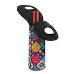 Bohemian Indian Mandala Patchwork Print Single Neoprene Wine Tote