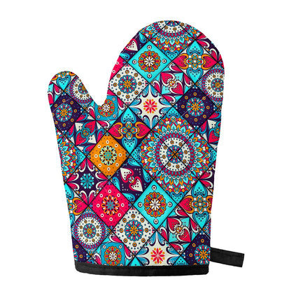 Bohemian Indian Mandala Patchwork Print Single Oven Mitt