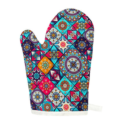 Bohemian Indian Mandala Patchwork Print Single Oven Mitt