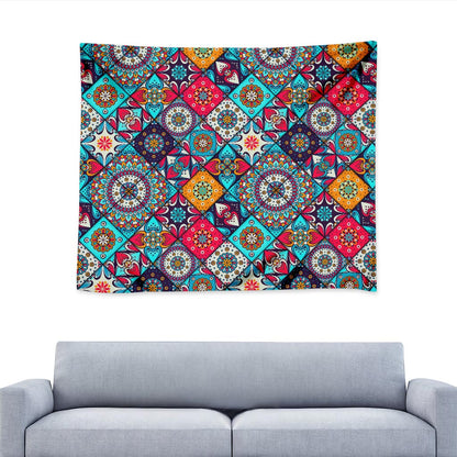 Bohemian Indian Mandala Patchwork Print Tapestry