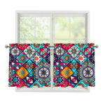 Bohemian Indian Mandala Patchwork Print Tier Curtains