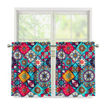 Bohemian Indian Mandala Patchwork Print Tier Curtains