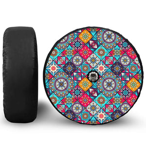 Bohemian Indian Mandala Patchwork Print Tire Cover With Camera Hole