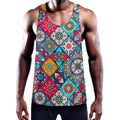 Bohemian Indian Mandala Patchwork Print Men's Workout Tank Top