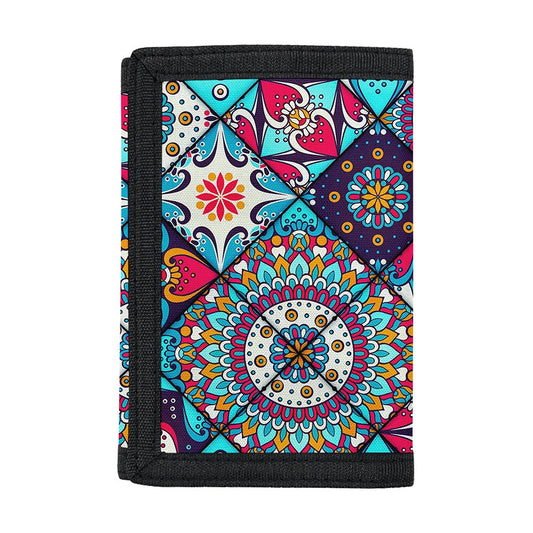 Bohemian Indian Mandala Patchwork Print Trifold Wallet