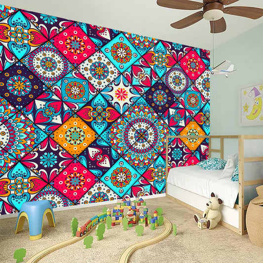 Bohemian Indian Mandala Patchwork Print Wall Sticker