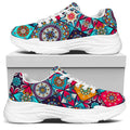 Bohemian Indian Mandala Patchwork Print White Chunky Shoes