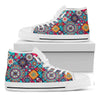 Bohemian Indian Mandala Patchwork Print White High Top Sneakers