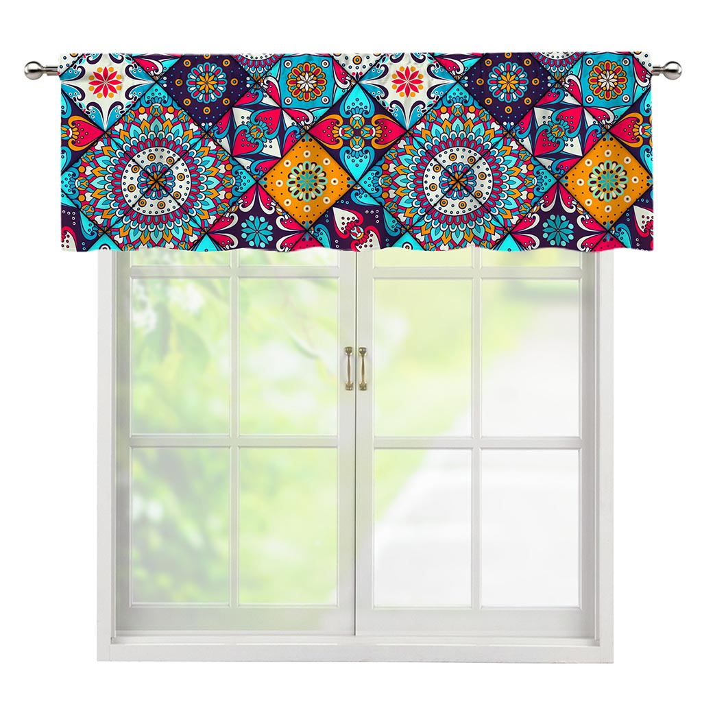 Bohemian Indian Mandala Patchwork Print Window Valance
