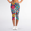 Bohemian Indian Mandala Patchwork Print Women's Capri Leggings