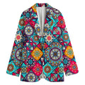 Bohemian Indian Mandala Patchwork Print Women's Cotton Blazer