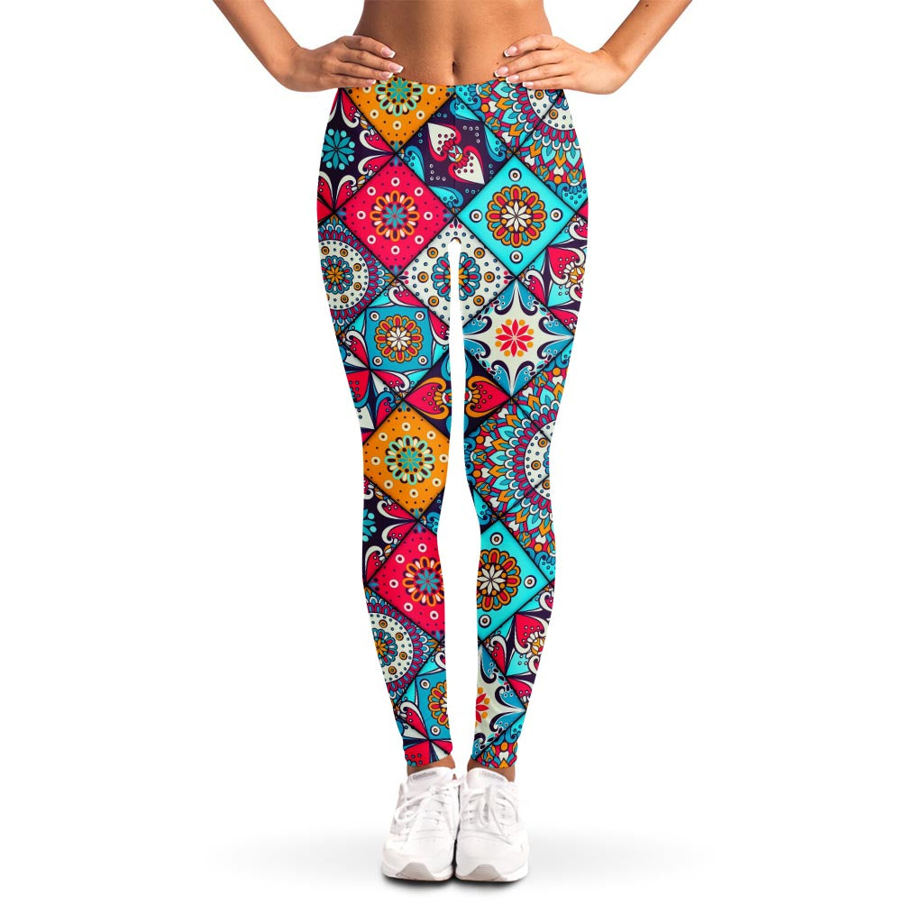 Bohemian Indian Mandala Patchwork Print Women's Leggings