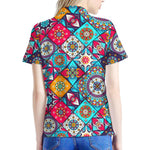 Bohemian Indian Mandala Patchwork Print Women's Polo Shirt