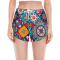 Bohemian Indian Mandala Patchwork Print Women's Split Running Shorts