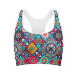 Bohemian Indian Mandala Patchwork Print Women's Sports Bra