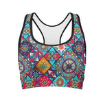 Bohemian Indian Mandala Patchwork Print Women's Sports Bra