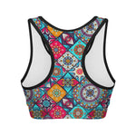 Bohemian Indian Mandala Patchwork Print Women's Sports Bra