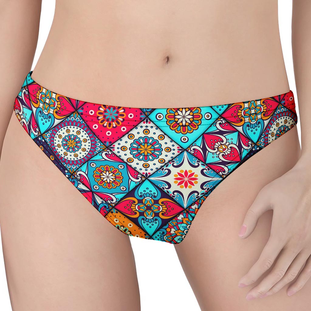 Bohemian Indian Mandala Patchwork Print Women's Thong