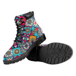 Bohemian Indian Mandala Patchwork Print Work Boots