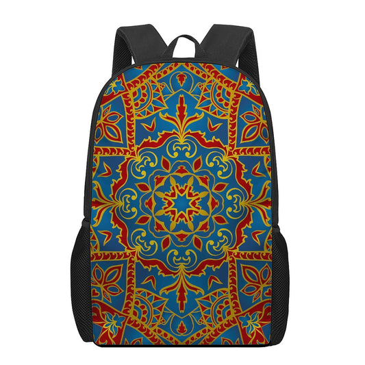 Bohemian Indian Mandala Pattern Print 17 Inch Backpack