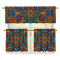 Bohemian Indian Mandala Pattern Print 3 Piece Kitchen Curtains