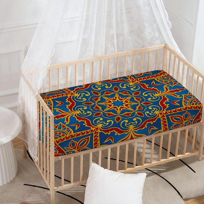 Bohemian Indian Mandala Pattern Print Baby Crib Sheet