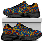Bohemian Indian Mandala Pattern Print Black Chunky Shoes