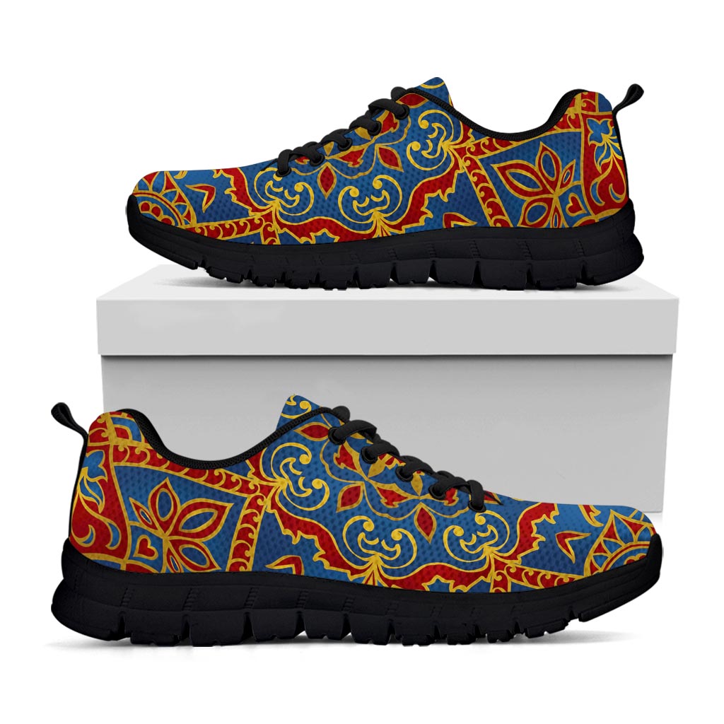 Bohemian Indian Mandala Pattern Print Black Running Shoes