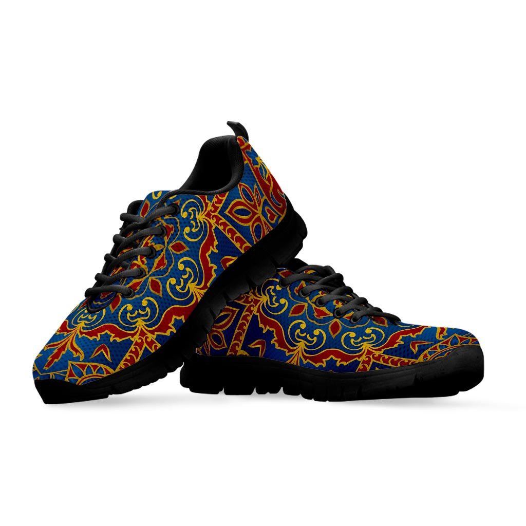 Bohemian Indian Mandala Pattern Print Black Running Shoes