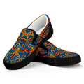 Bohemian Indian Mandala Pattern Print Black Slip On Sneakers