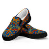 Bohemian Indian Mandala Pattern Print Black Slip On Sneakers