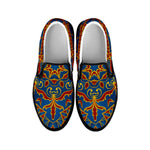 Bohemian Indian Mandala Pattern Print Black Slip On Sneakers